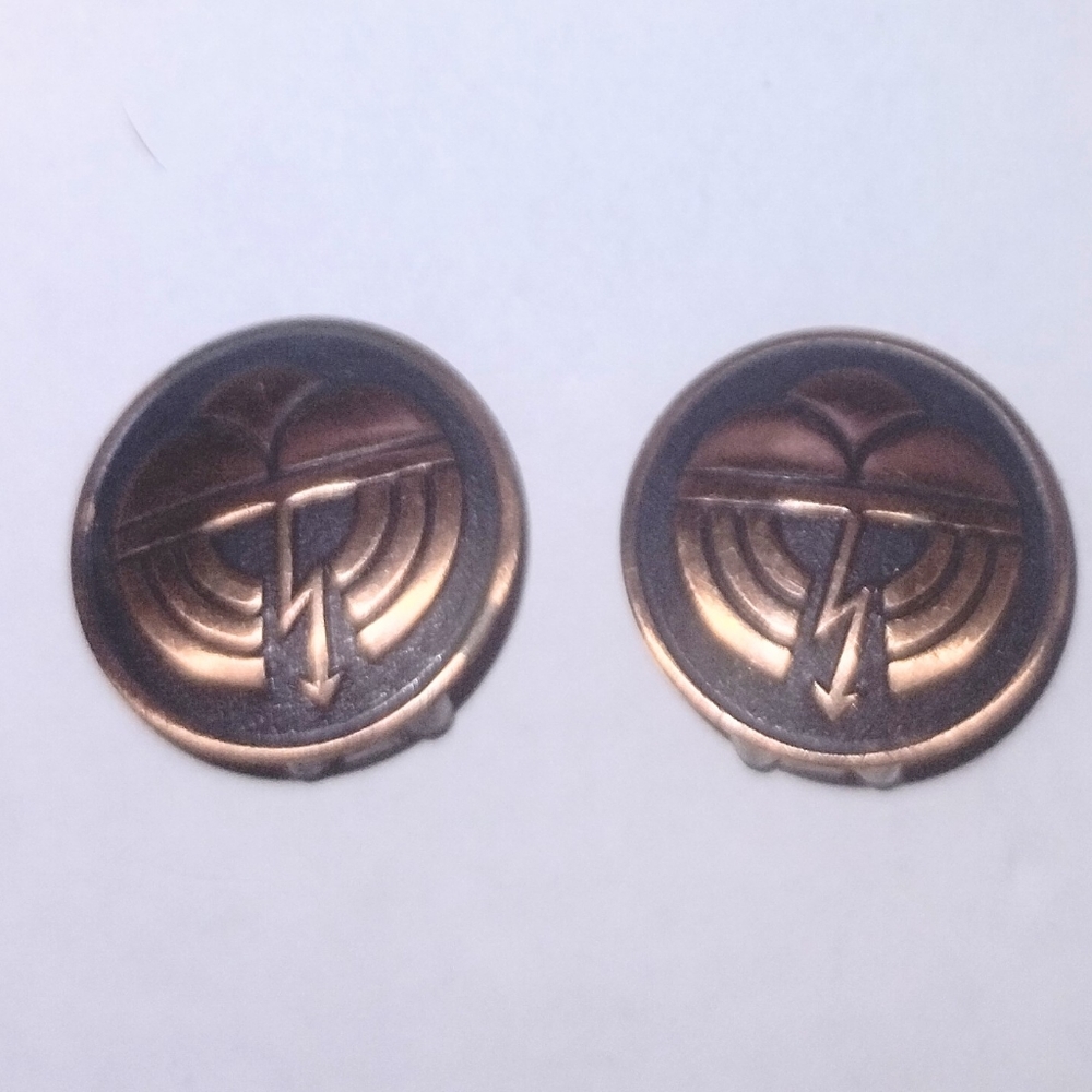 Vtg Solid Copper Storm Lightning Clip Earrings - image 2